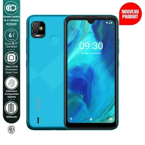 Tecno Pop 5 - 6,1'' HD+ - 1/16 Go - 5Mpx - 4000mAh - Bleu-13 mois garantie