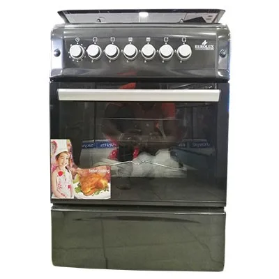 EUROLUX-Cuisinière à Gaz - 4 Foyers 60x60 - Inox marron - Tourne broche- 12mois de garantie
