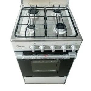 MIDEA-Cuisinière à Gaz - 4 Foyers 50x55cm- Inox recouvert d'émail- 12mois de garantie