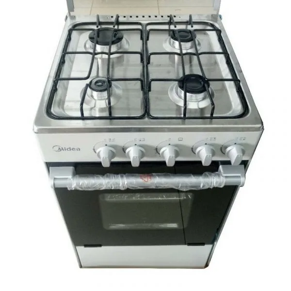 MIDEA-Cuisinière à Gaz - 4 Foyers 50x55cm- Inox recouvert d'émail- 12mois de garantie