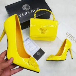 Versace ensemble Chaussures talons hauts & Sac à main - vernis Jaune - Neuf
