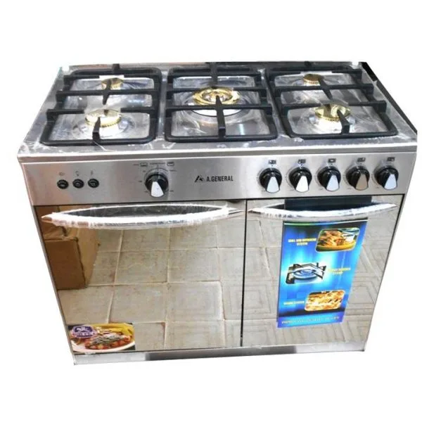 A GENERAL -Cuisinière à Gaz - 5 Foyers -Dimensions 80x70cm - 100% Inox - Tourne broche- 12mois de garantie -Livraison Gratuite