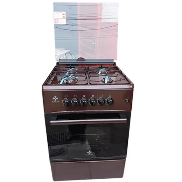Belle Vie 4 Foyers -Cuisinière à Gaz - Dimensions 60cmX60cm - Allumage Automatique - Couleur Chocolat-12 Mois Garantie