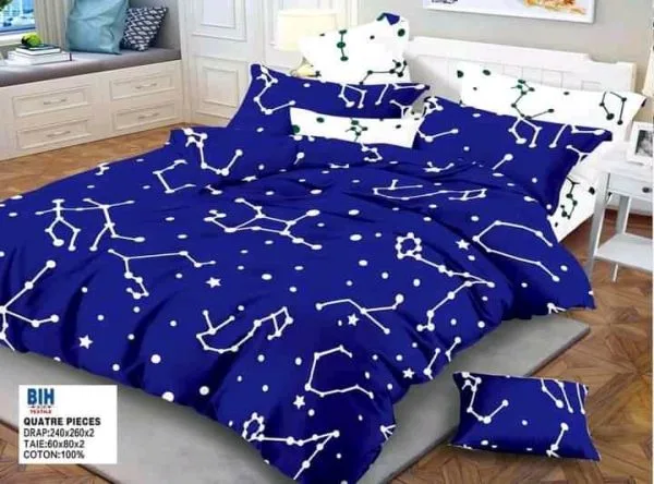 Draps De LUX 2 Places - 4 Pièces - 2 Drap - 2 Taies -coton100%