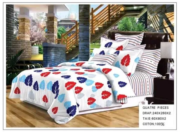 Draps De LUX 2 Places 4 Pièces - 2 Draps - 2 taies - 100% Coton