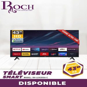 Téléviseur intelligent ROCH 43″ + Android (RH-LE43DSA-C)