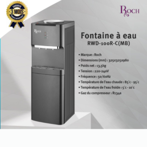 Distributeur d’eau ROCH RWD-100R-C avec mini réfrigérateur – Noir et gris