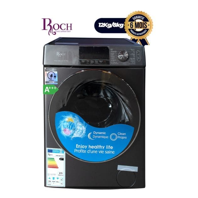 Machine à laver et sèche-linge ROCH 12kg/8kg automatique, frontal, noir graphite