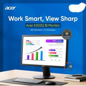 Moniteur Acer K202Q 20 Pouces HD+ 75Hz – Compact et Économique pour le Bureau