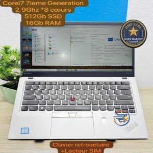 Lenovo ThinkPad X1 Carbon Core i7 7ᵉ Génération – 16 Go RAM – SSD NVMe 512 Go – Ultra Slim Premium