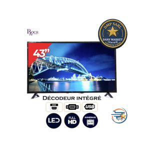 TV ROCH / 43 pouces Full HD LED RH-LE43DS / Grand écran avec image nette et son puissant pour salon