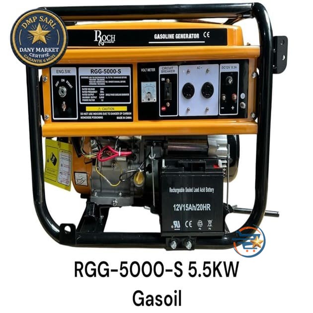 Générateur à pétrole ROCH RGG-5000-S 5,5 kW disponible chez DANY MARKET avec livraison au Cameroun et dans la zone CEMAC.