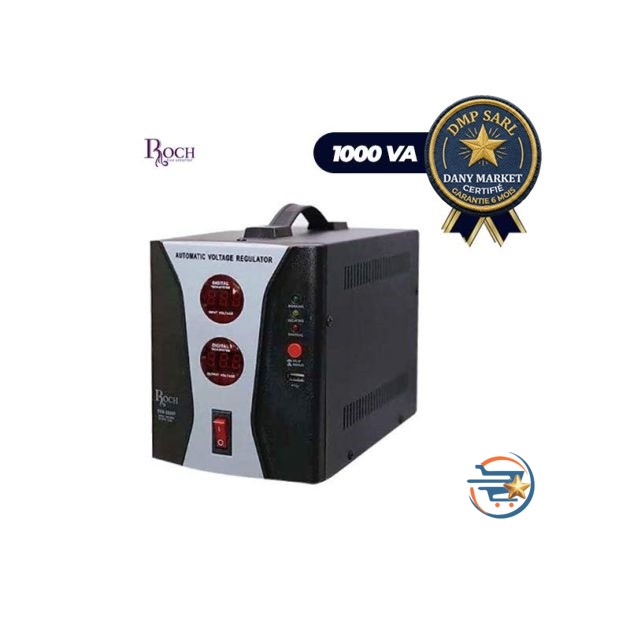 Régulateur de Tension Numérique ROCH RSB-1000E 1000VA avec port USB disponible chez DANY MARKET Cameroun.