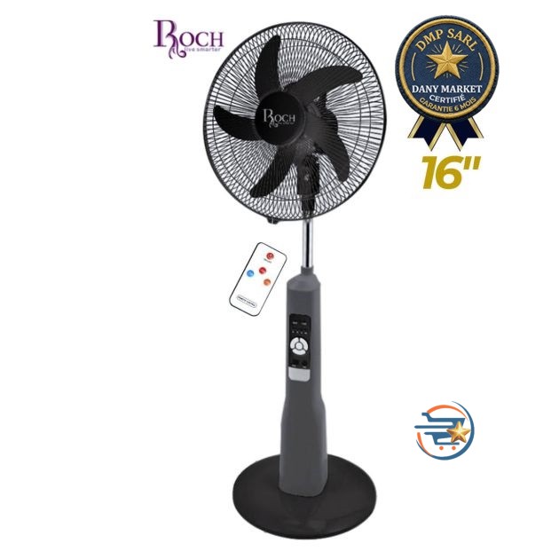 Ventilateur rechargeable ROCH RSF-918R-B 18 pouces avec batterie et télécommande disponible chez DANY MARKET.